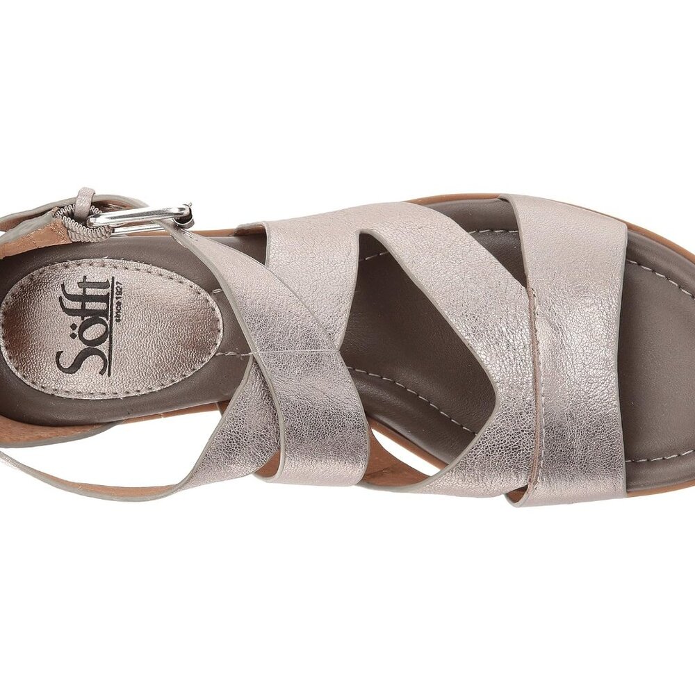 SOFFT  Mirabelle  New Women's Anthracite Metallic Leather Sandals, Size 7.5 - Picture 5 of 12